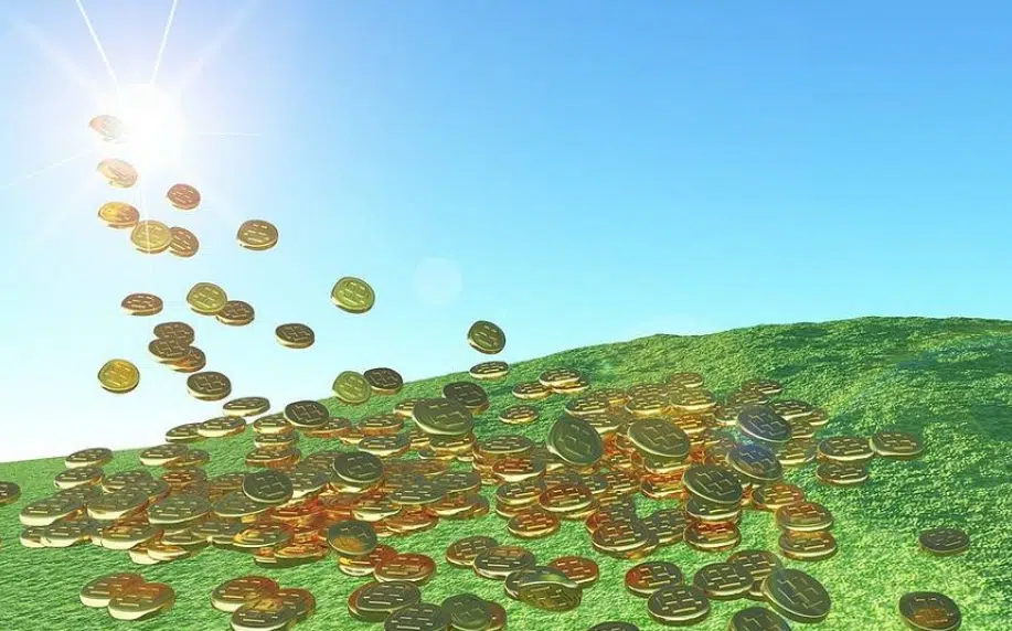 money falling from the sky