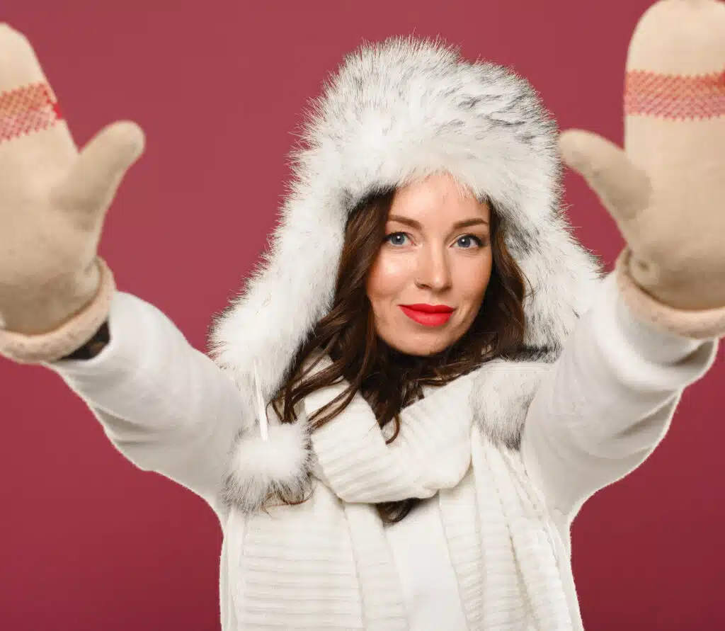 Woman with gloves and coat