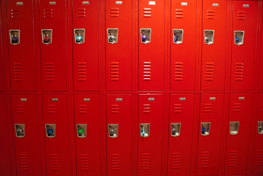 red storage lockers