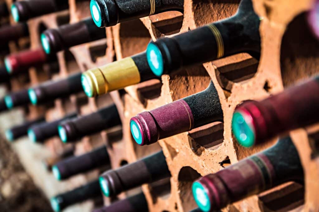 wine bottles in self storage unit