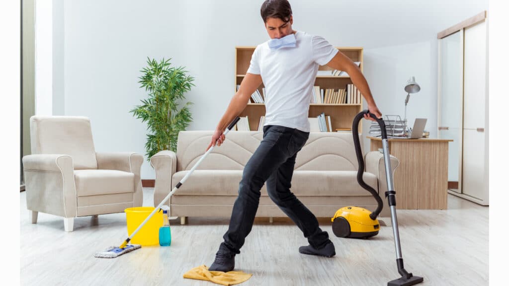 guy cleaning flat