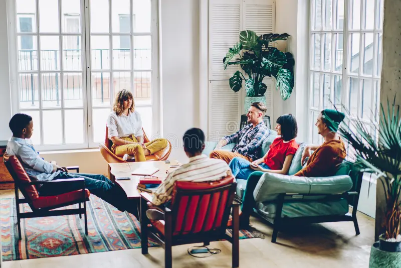 flatmates in living room